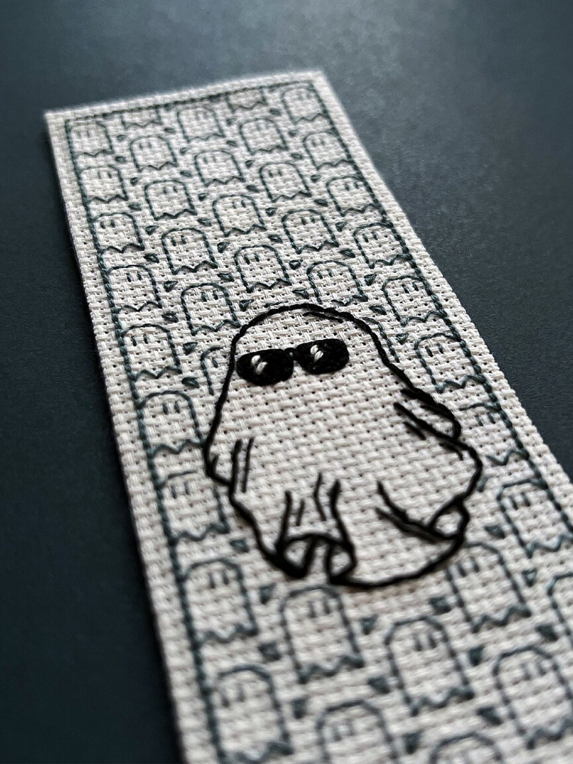 Unfazed Phantom Bookmark • Blackwork Cross Stitch Pattern • PDF Digital Download product image (5)
