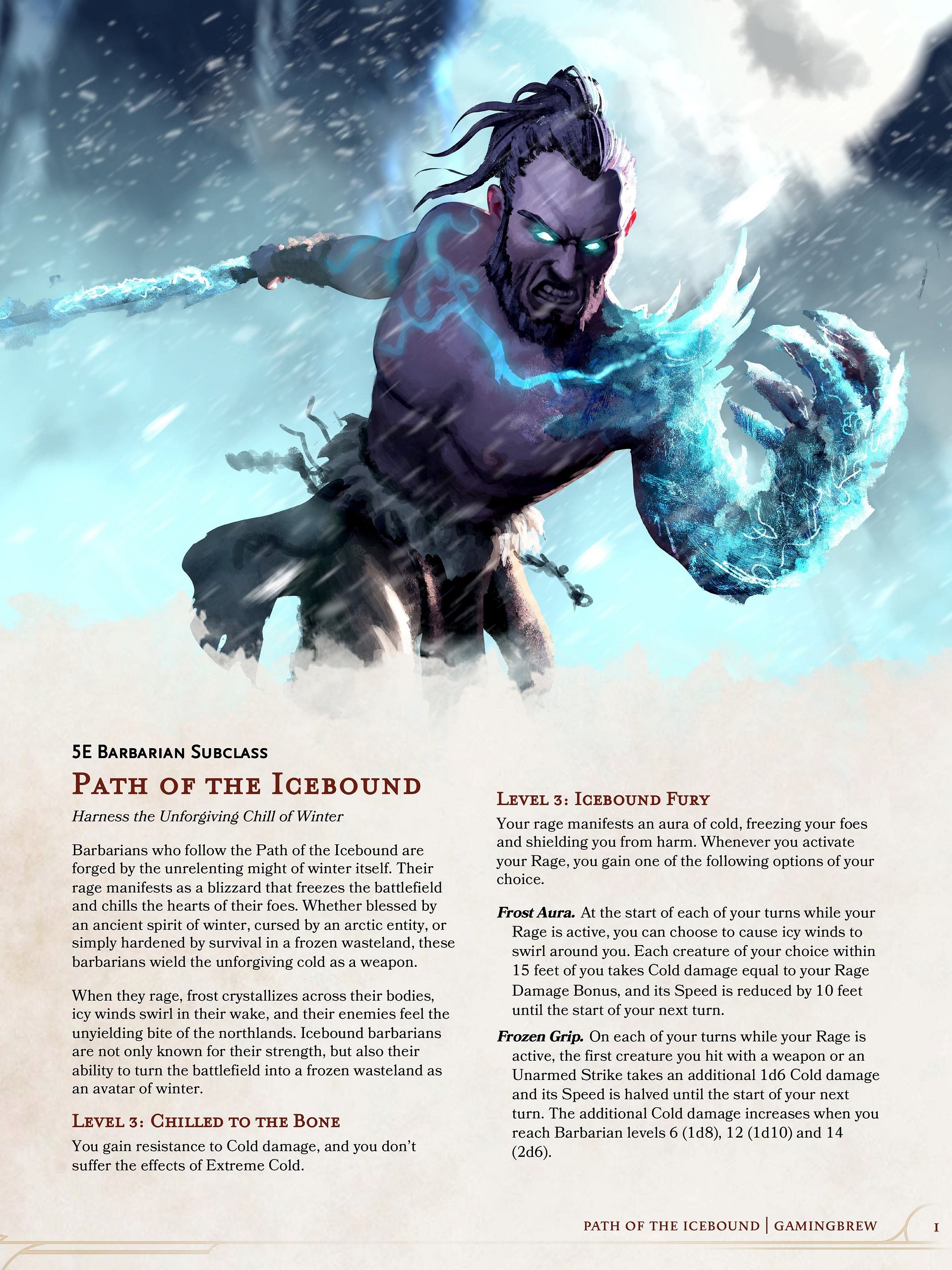 Path of the Icebound | 5.5E Barbarian Subclass product image (2)