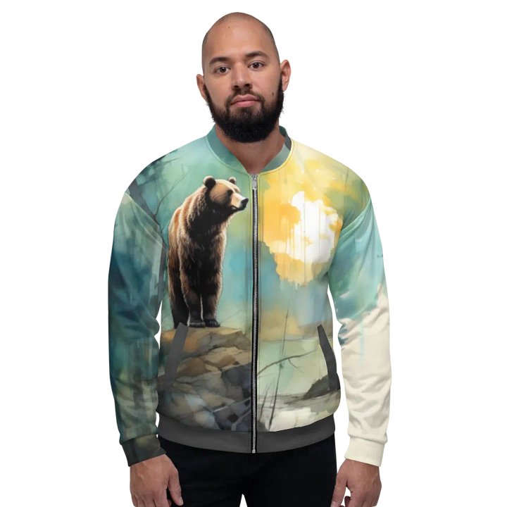 All-Over Print Bomber Jacket by Sublicolor 144/Bear in the Forest product image (2)