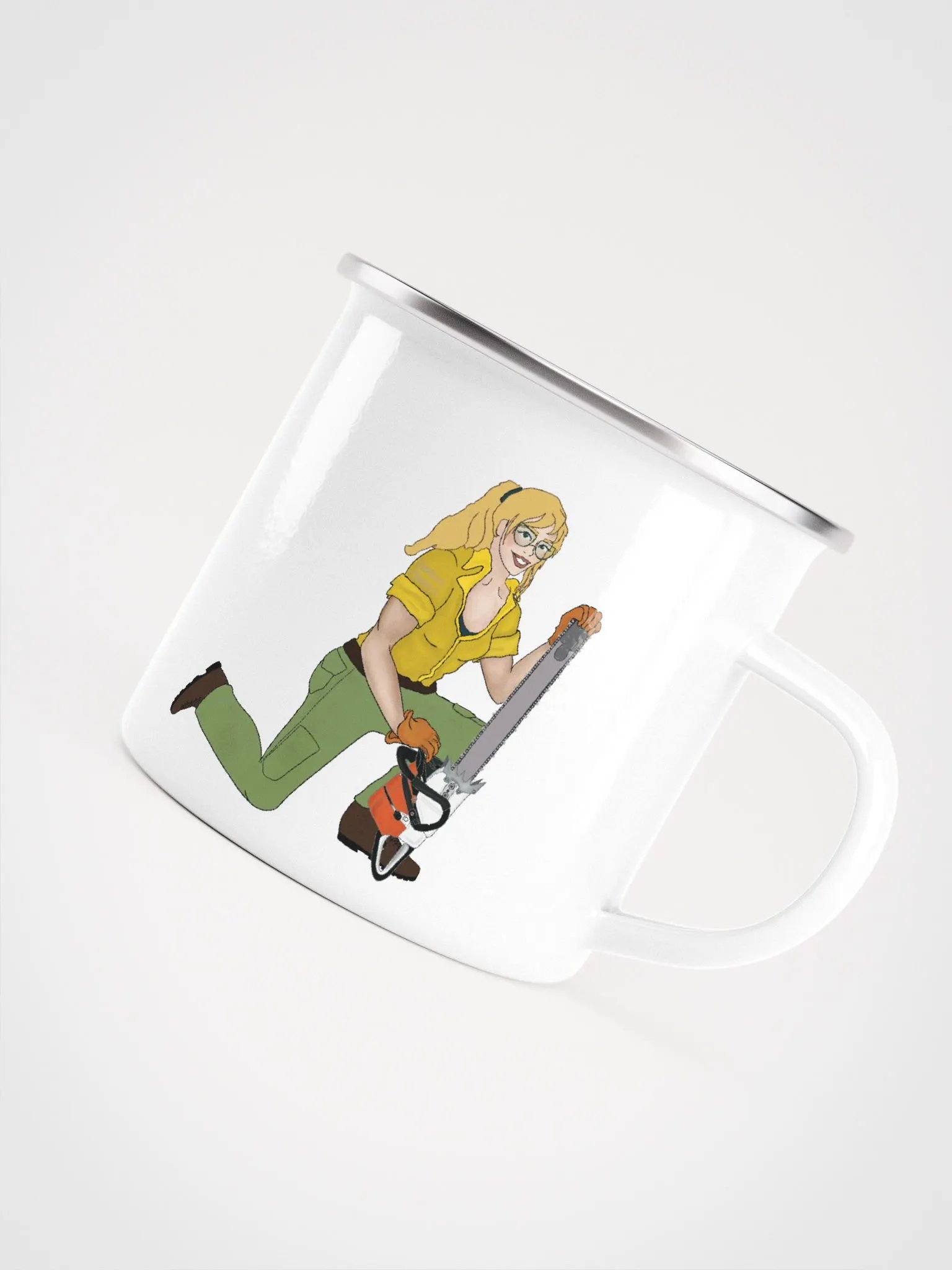 Blonde Chainsaw Pinup Enamel Mug product image (5)