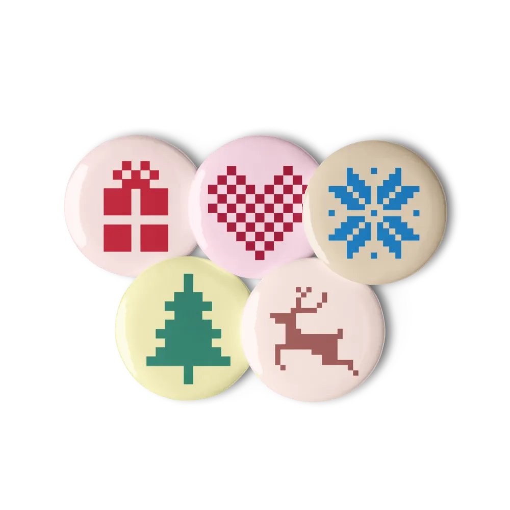 Pixelated Holiday Pin Buttons product image (2)