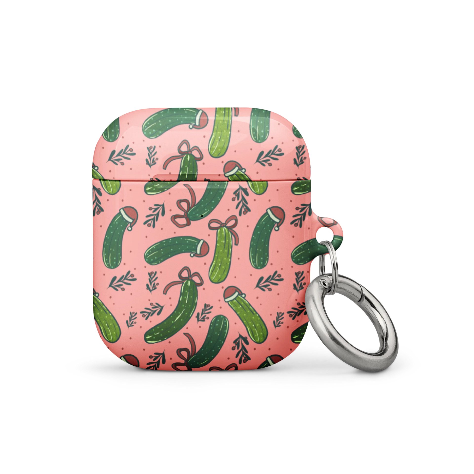 Christmas Pickles Pattern Airpods Case, Pink product image (1)