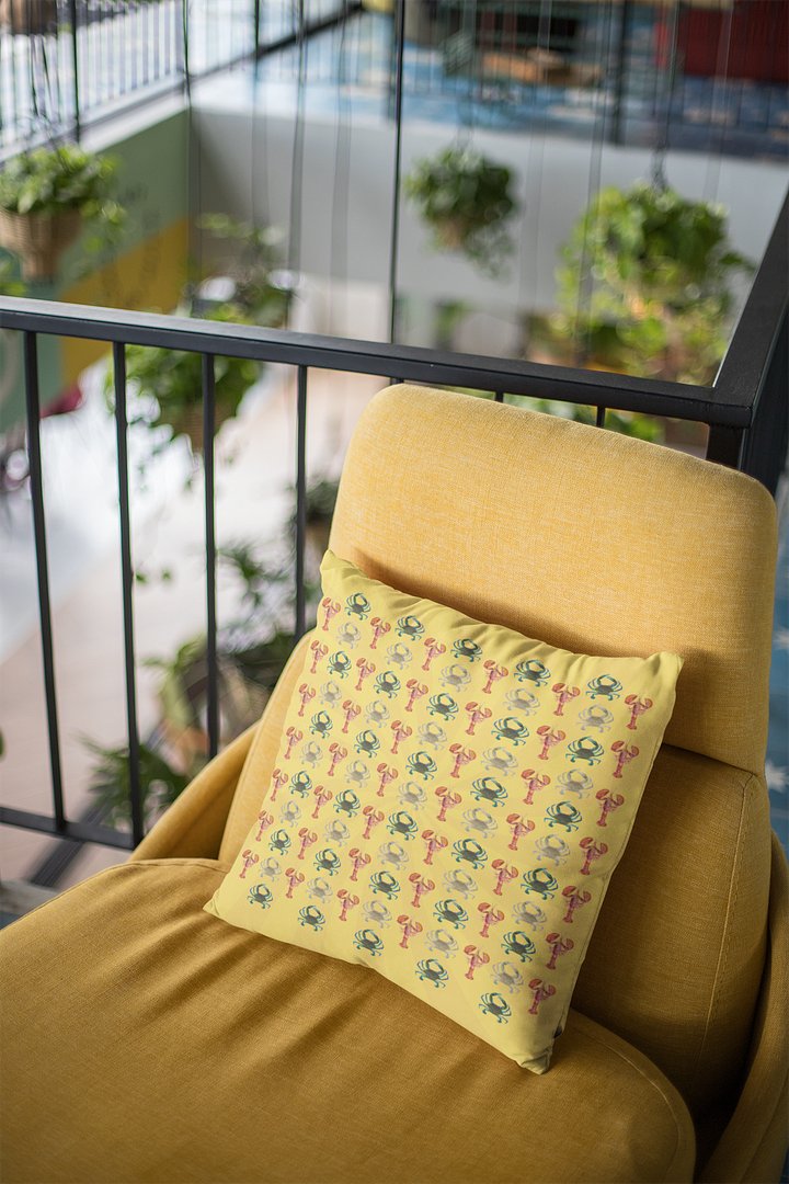Crab and Lobster Yellow Pillow product image (1)
