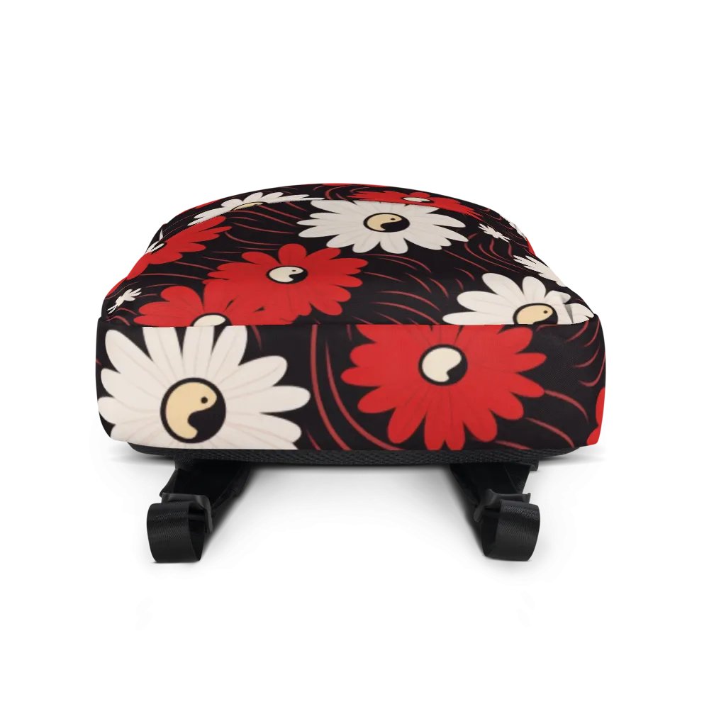 Versatile Medium-Sized Backpack 🔴 RED AND WHITE FLOWERS ⚫️ ⚪️ YIN AND YANG product image (3)