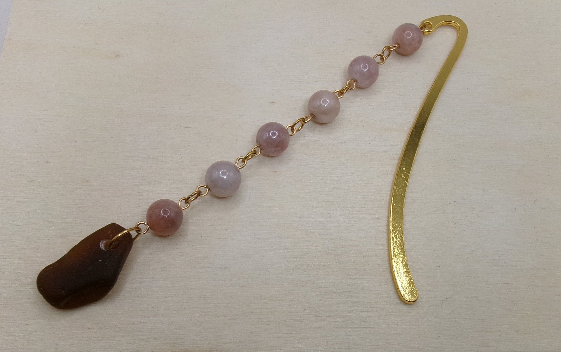 Beaded Bookmark with Sea Glass product image (1)