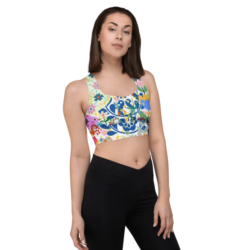 Whimsical Garden Mosaic All-Over Print Sports Bra - UPF50+ protection product image (9)