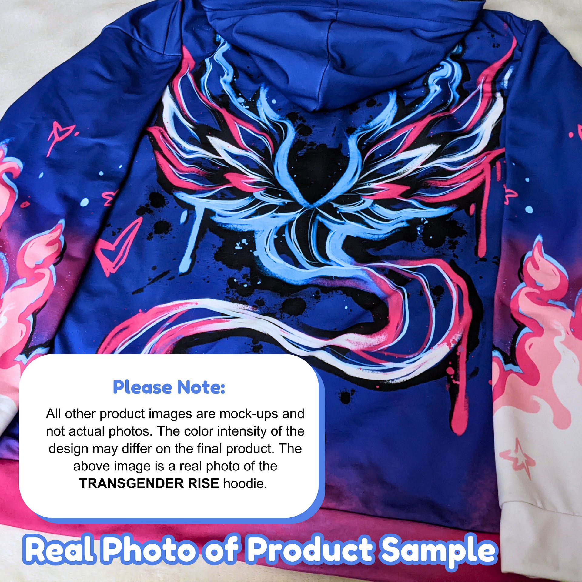 RISE Collection: Subtle Aroace Pride Phoenix Zip Hoodie - BLUE product image (6)