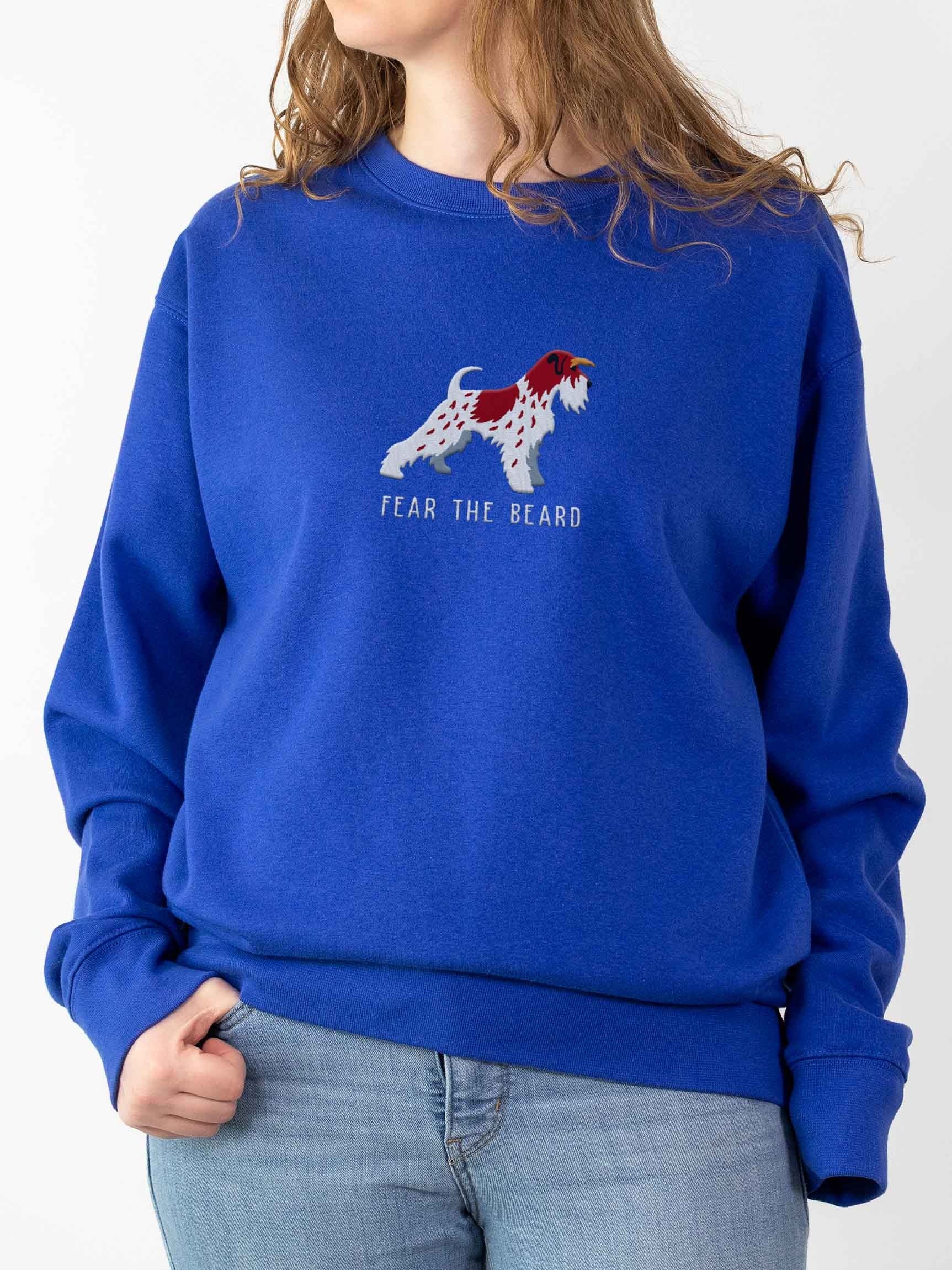 Fear the Beard Sweatshirt (Embroidered) of a Miniature Schnauzer(Parti Liver & White) product image (2)