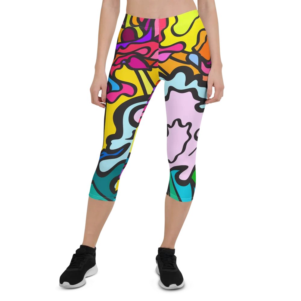Vibrant Motion Custom Capri Leggings - Wave at Sunset product image (1)