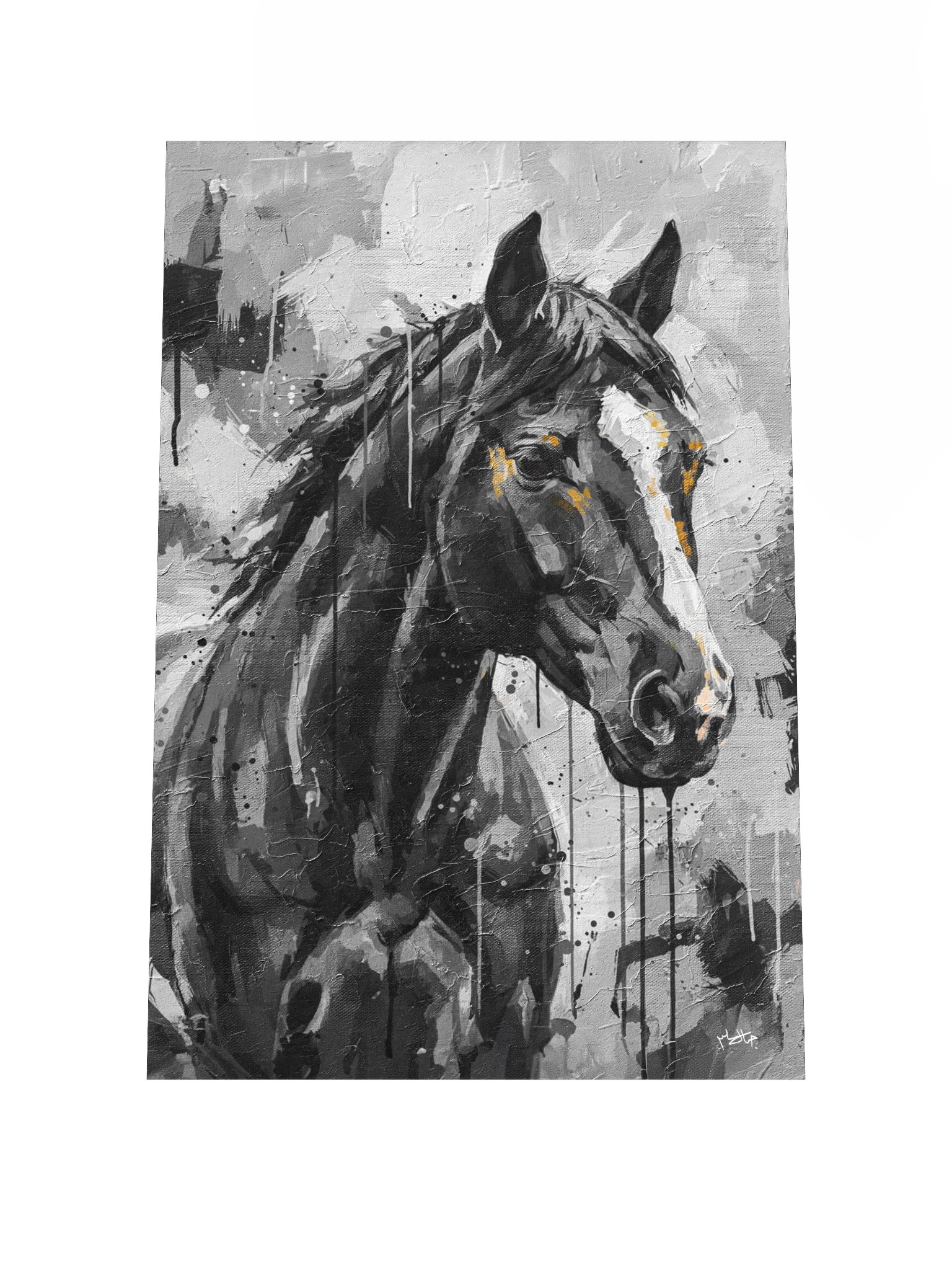 Untamed Spirit – Black Horse Abstract Canvas Wall Art product image (7)