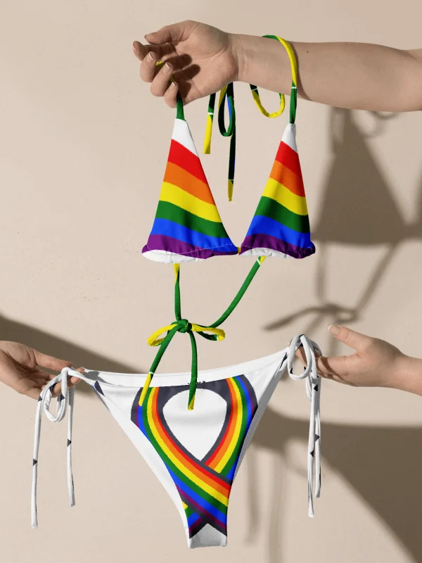 Rainbow Wave Stripe String Bikini product image (3)
