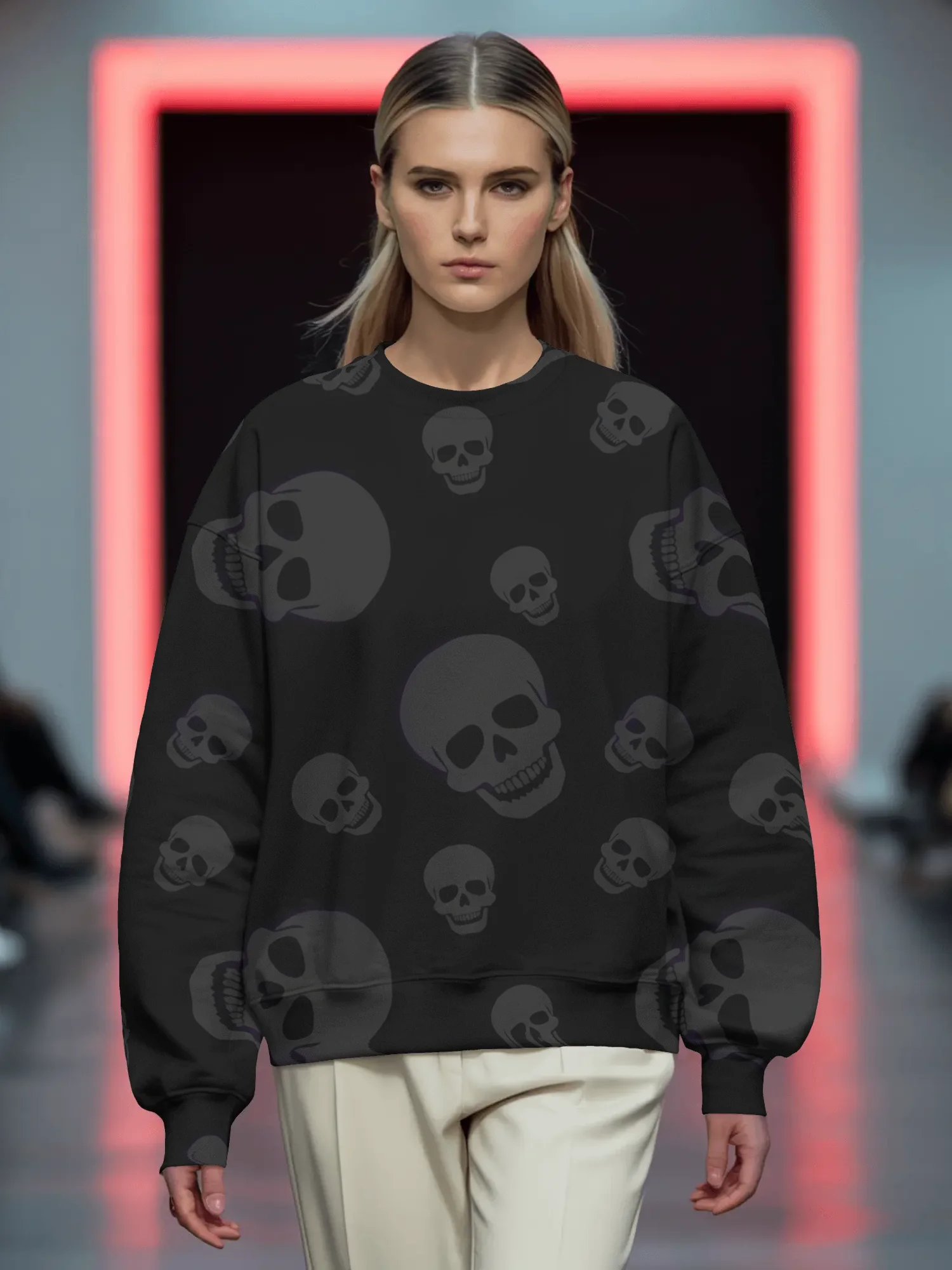 Scattered Skulls – All-Over Print Sweatshirt product image (4)
