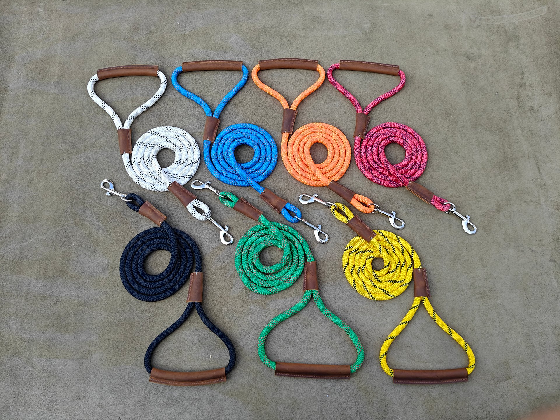 MEEBOY handmade Heavy Duty Nylon Rope Dog Leashes with With comfortable and durable leather handles, dog leash using strong Nylon rope for Small Medium and Large Dogs product image (8)