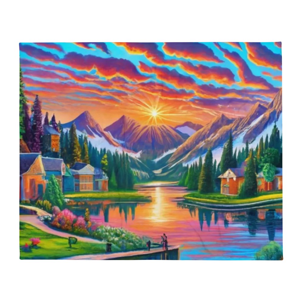 Mountain Lake Cottages Throw Blanket product image (3)
