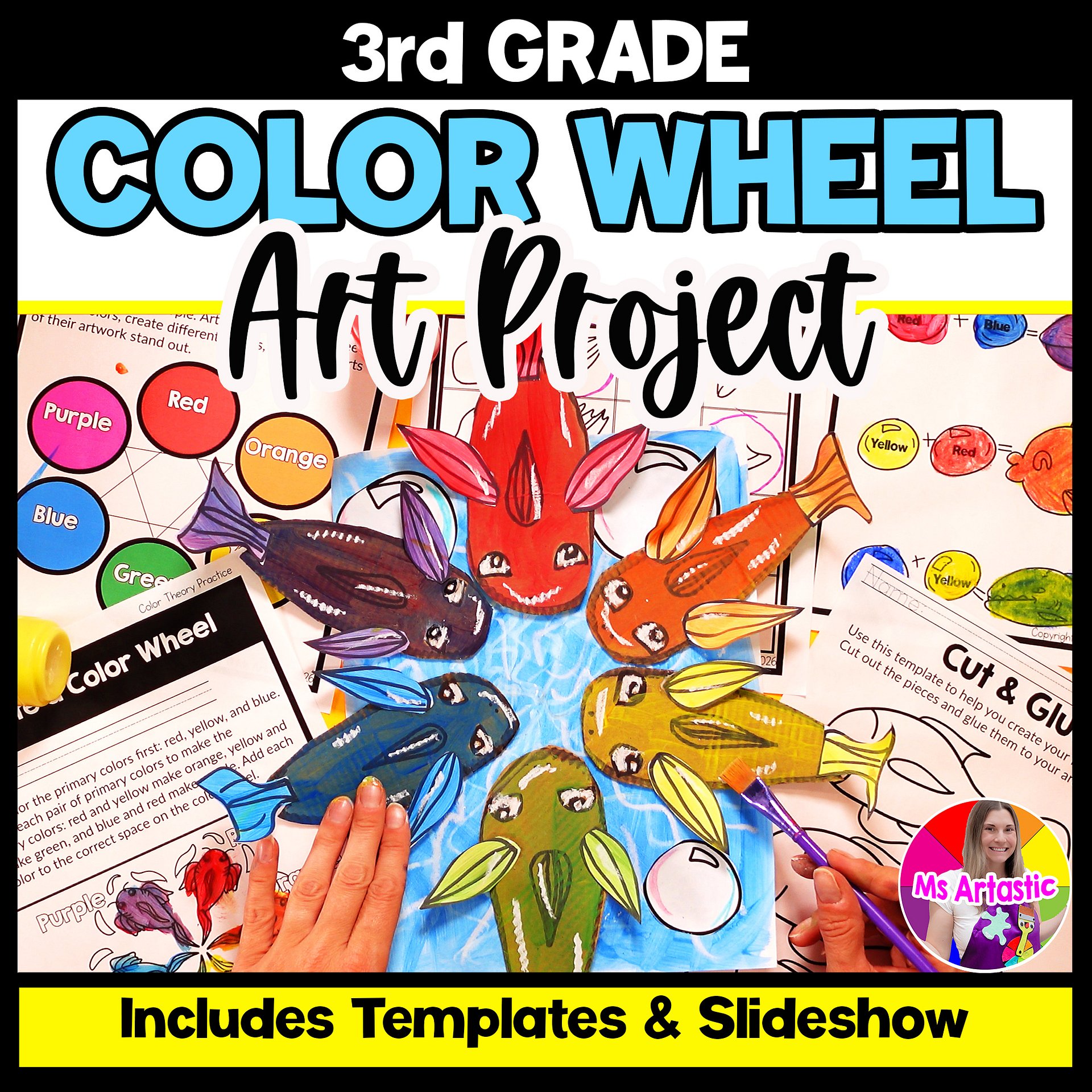 Color Wheel Art Lesson Element of Art Color Fish Art Project Grade 3 Art Lesson product image (1)