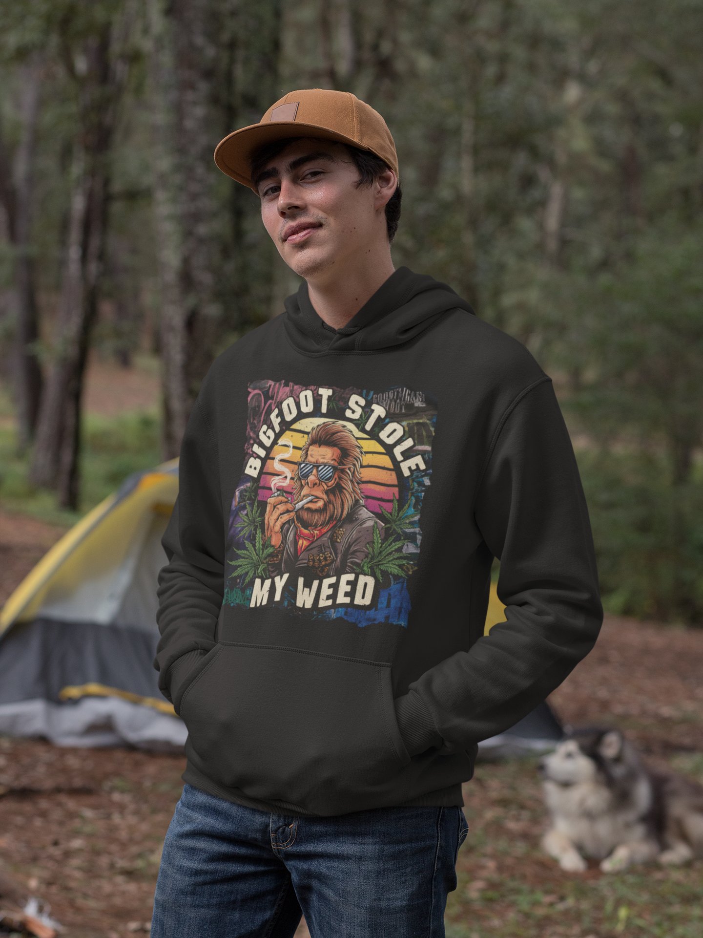 Sasquatch Sunset and Shades - BIGFOOT STOLE MY WEED - Premium Unisex Hoodie product image (21)
