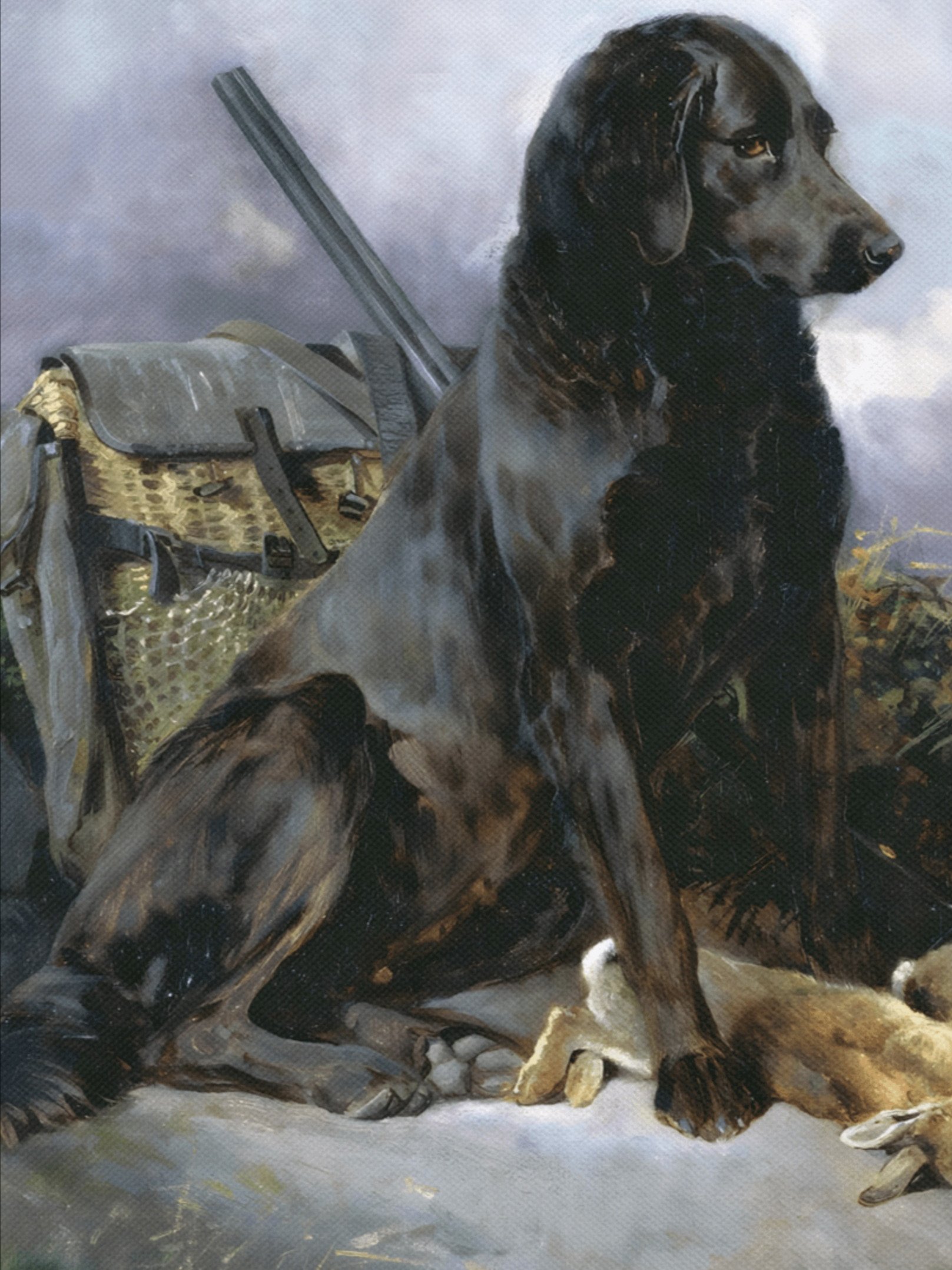 Antique Black Lab Hunting Painting Canvas Print product image (20)