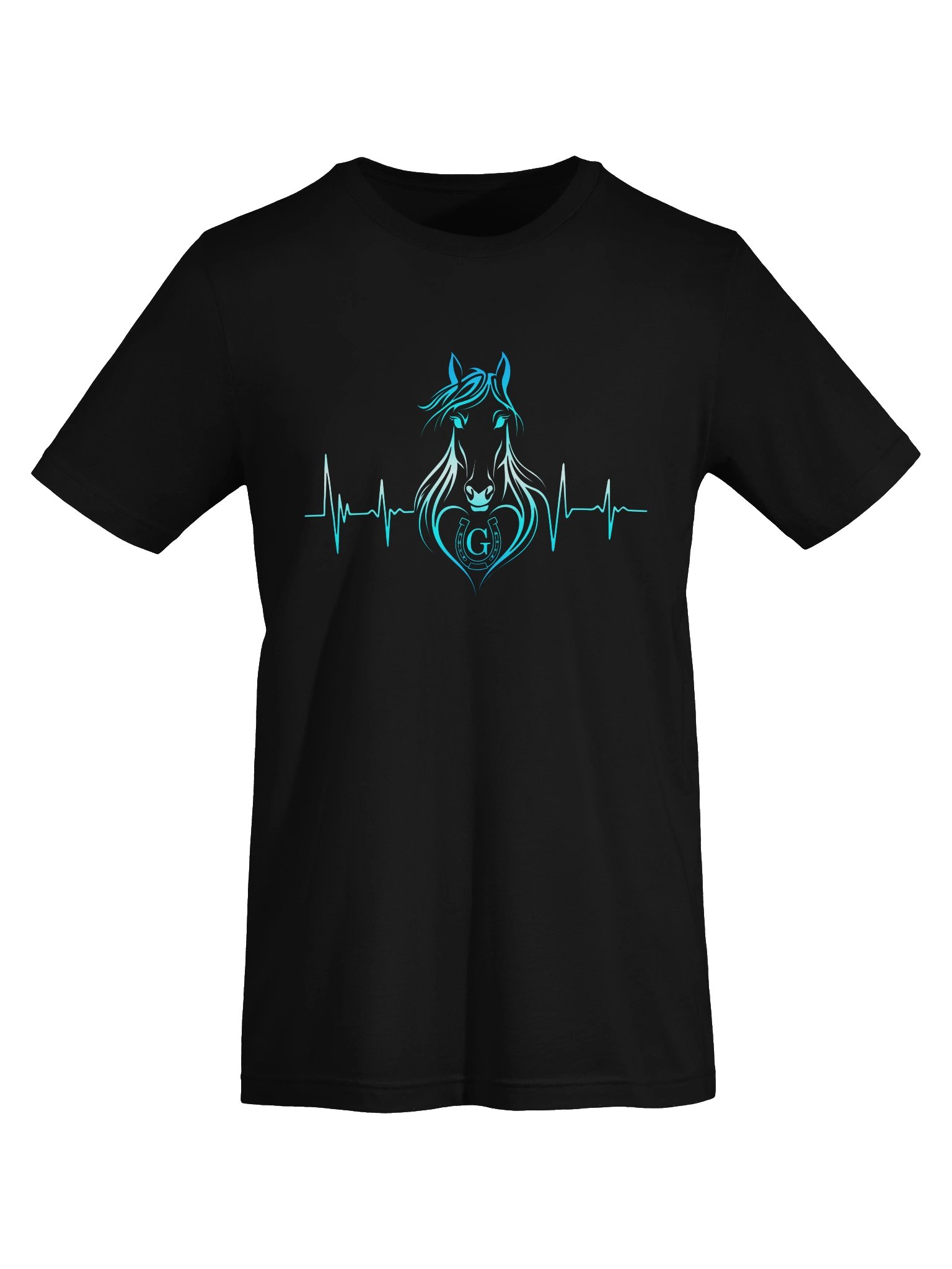 Personalized Horse Heartbeat T-Shirt with Letter G | Unisex Equestrian Gift product image (10)