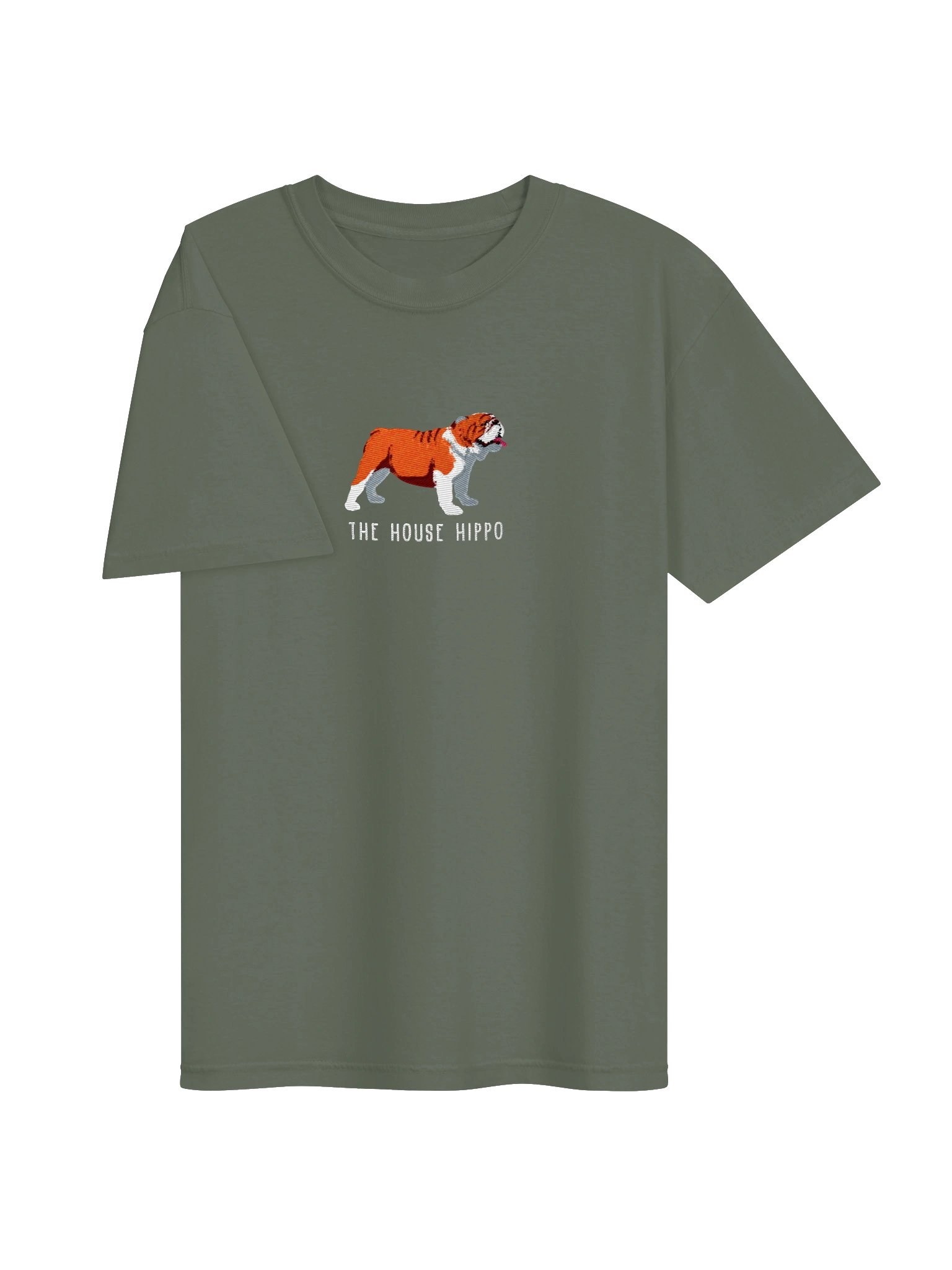 The House Hippo T-Shirt(Embroidered) of an English Bulldog(Red & White) product image (27)