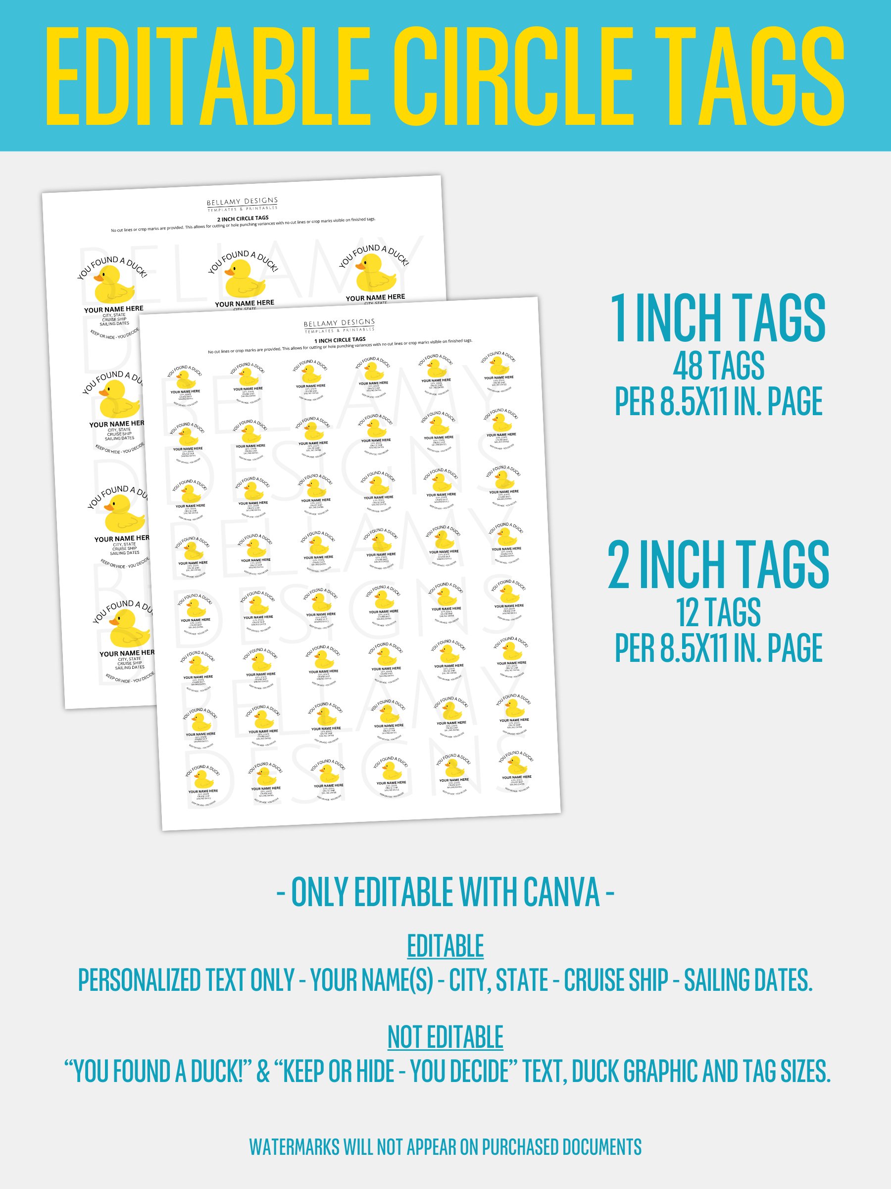 Editable Cruise Duck Tags - Circles & Squares product image (7)