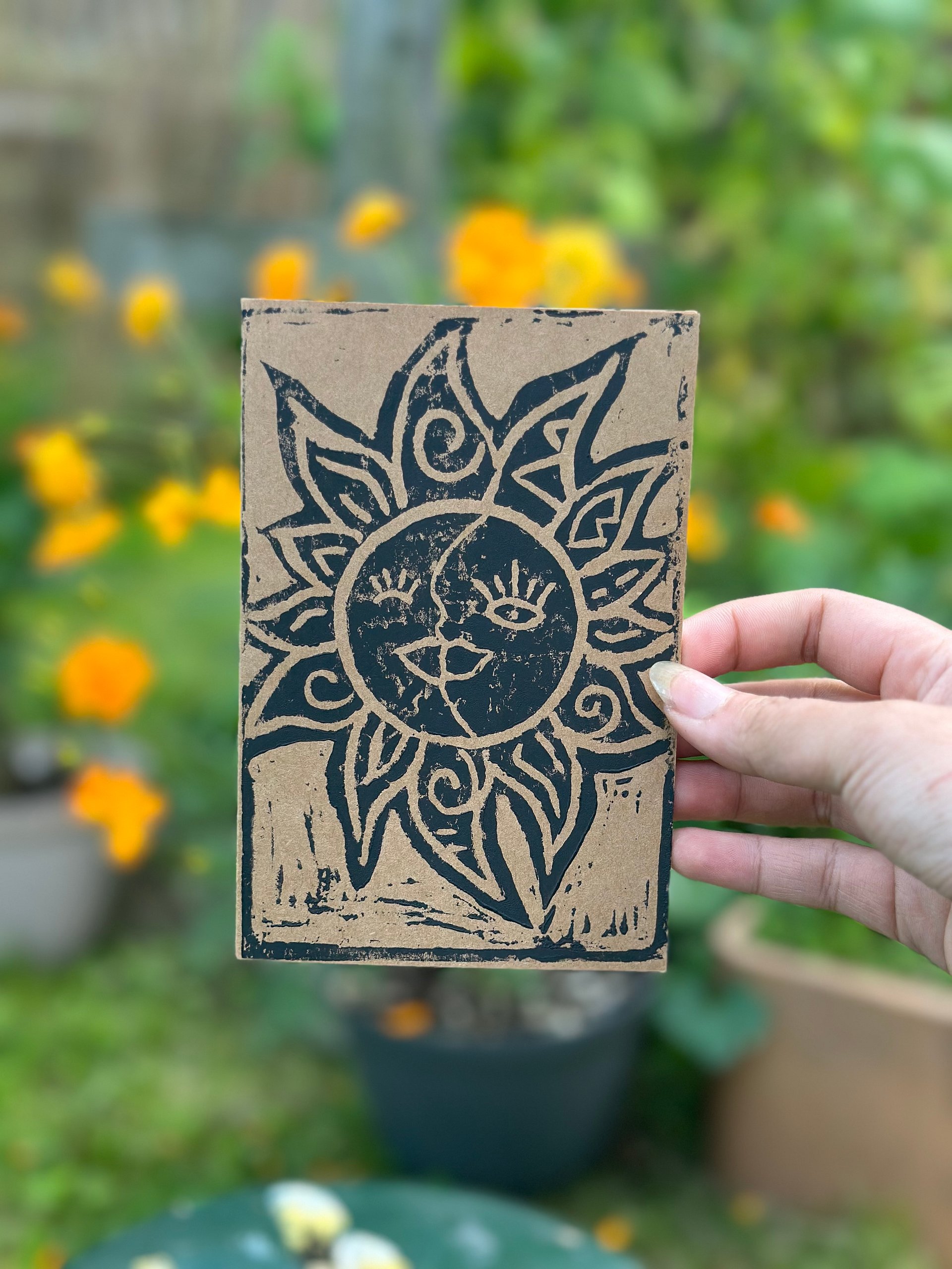 Sun & Moon Block Print Greeting Card (Blank) product image (5)