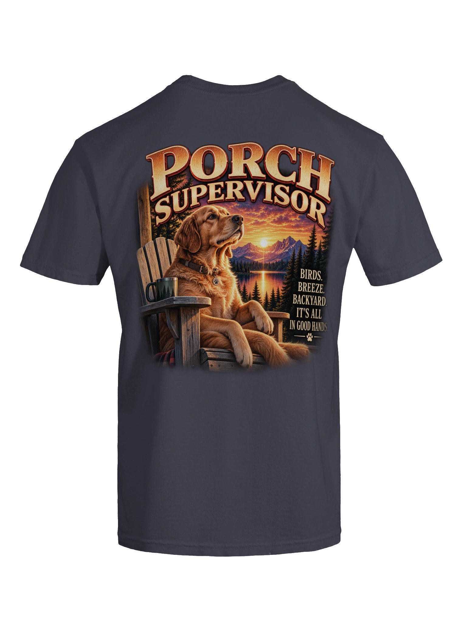 Porch Supervisor Dog Dad T-Shirt – Funny Golden Retriever Dog Lover Tee product image (1)