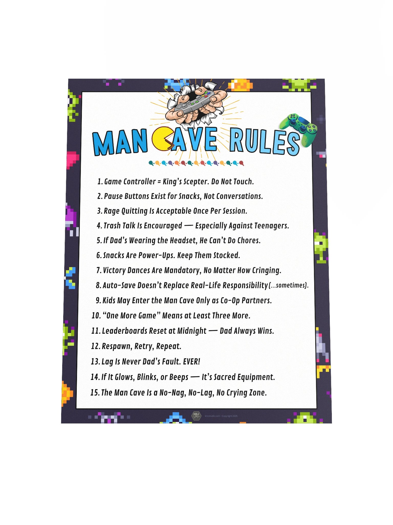 Man Cave Rules - Video Gamer Dads product image (12)