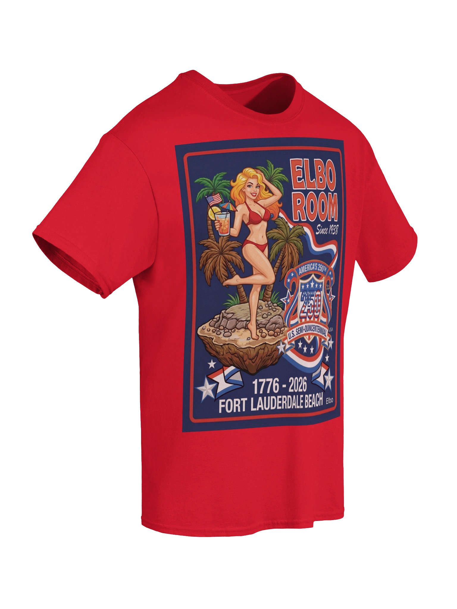 Elbo Room America 250 Merchandise Retro Island Pin-Up Tee | Red & Patriot Colors product image (27)