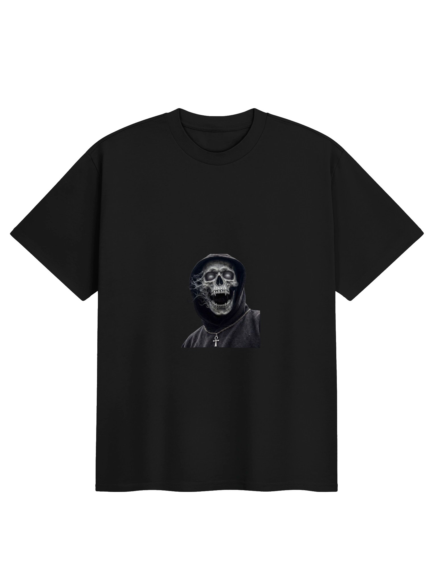 Hooded Skull T-Shirt | Gothic Dark Aesthetic Tee | Grim Reaper Style Shirt | Alternative Streetwear product image (1)