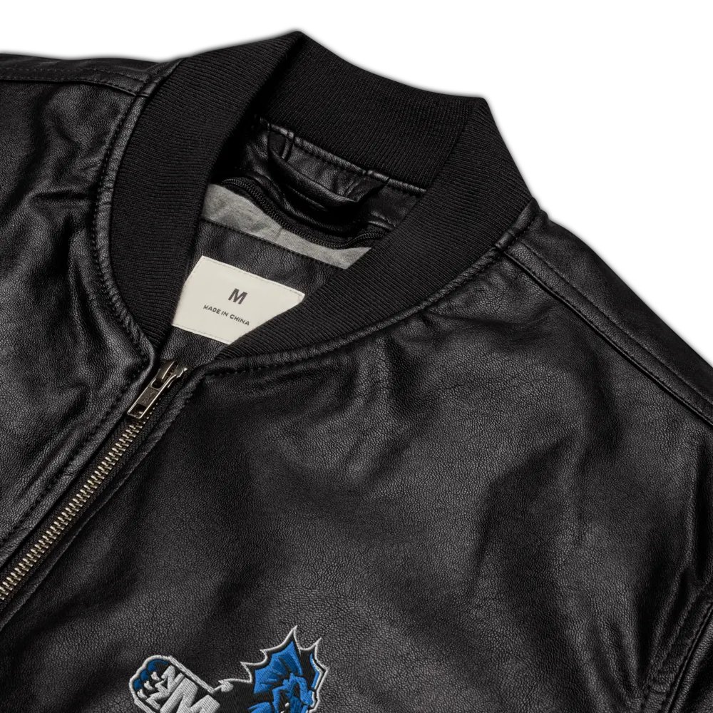 NZMOEY Logo Threadfast Apparel Faux Leather Bomber Jacket product image (12)
