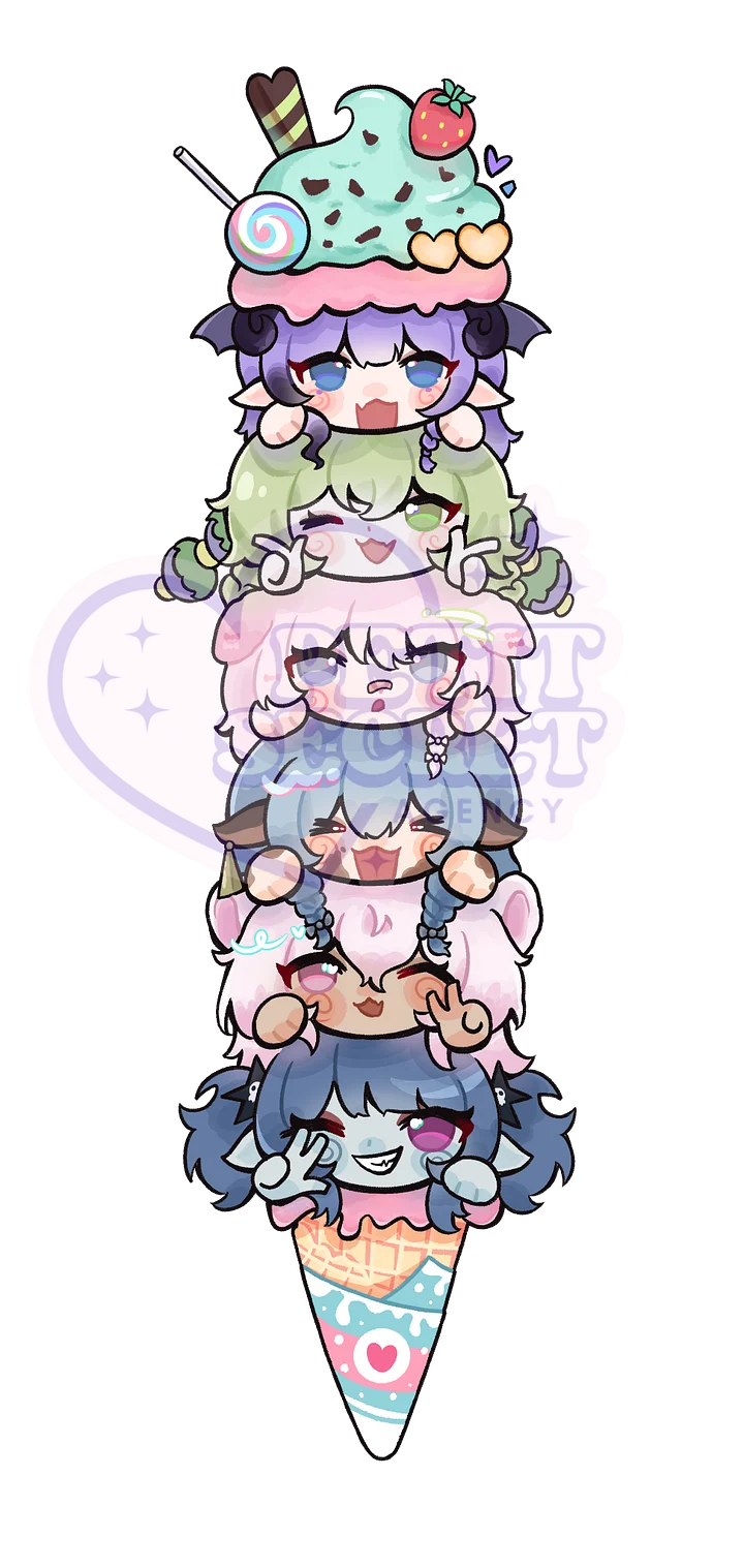Chibi Icecream Team Sticker Holographique (envoi FRANCE) product image (1)
