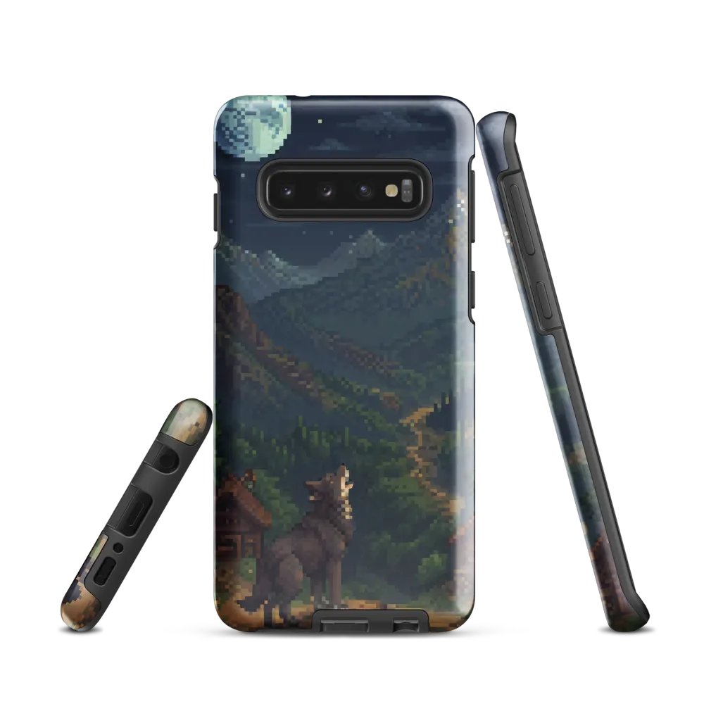 Pixel Howl Samsung Tough Case - Retro Wolf & Mountain Design product image (1)