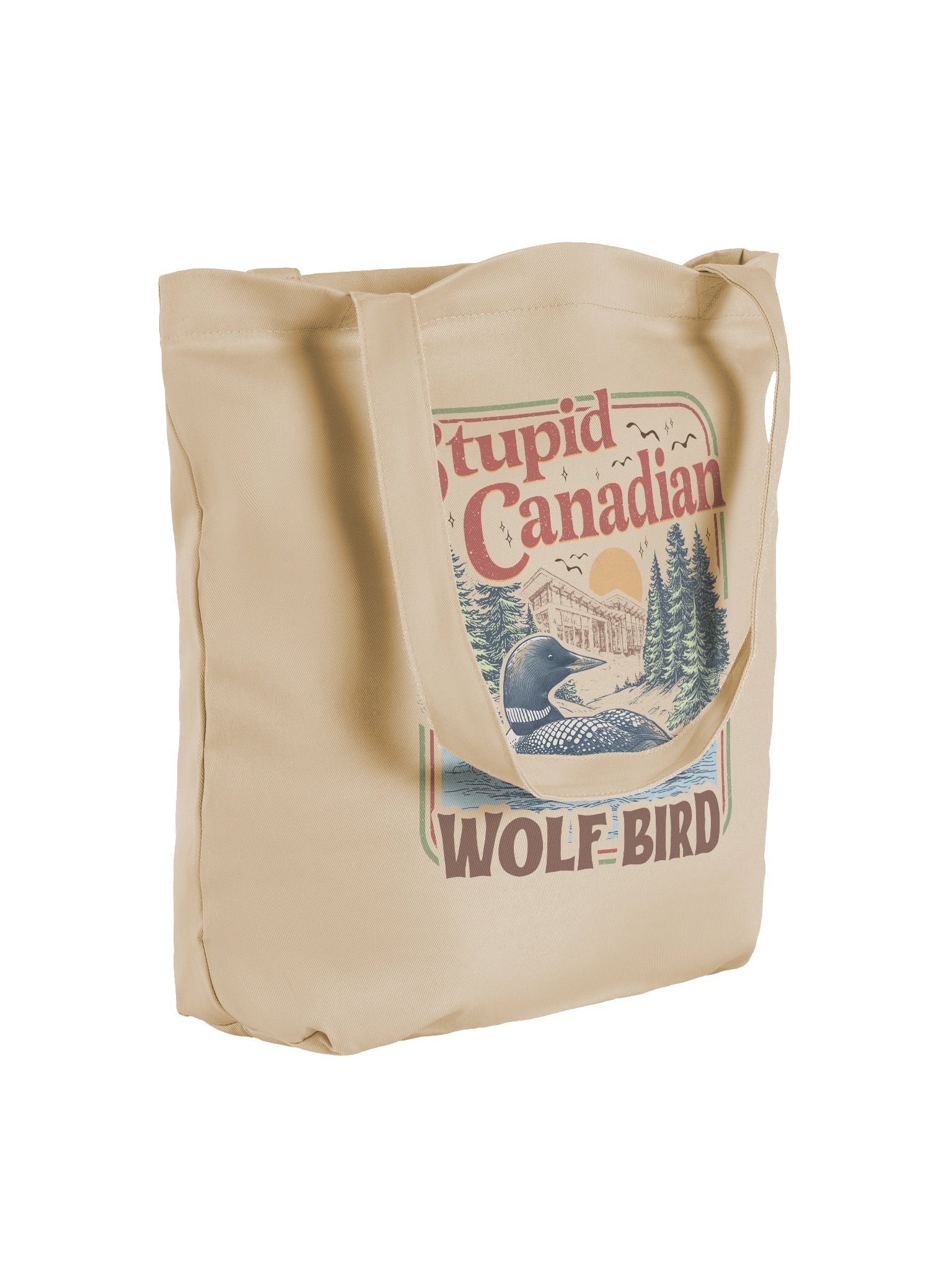 STUPID CANADIAN WOLF BIRD TOTE product image (4)