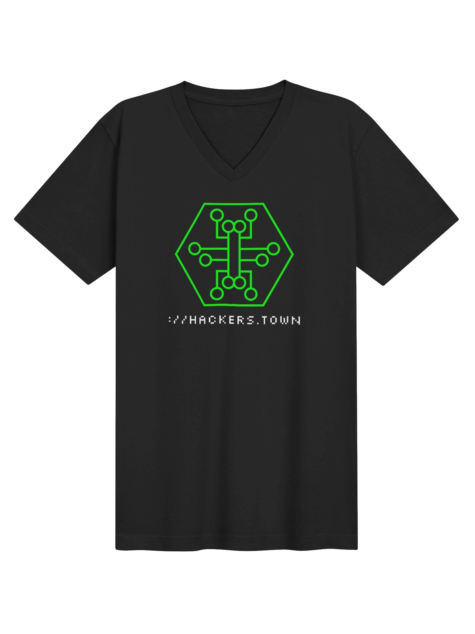 hackers.town v neck, green product image (1)