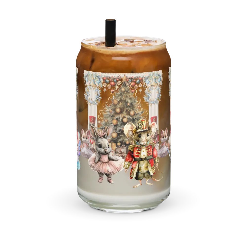 The Enchanted Nutcracker Ballet Glass Can Tumbler | 16oz BPA-Free Sipper with Bamboo Lid & Straw | Ballet-Themed Christmas Drinkware product image (6)