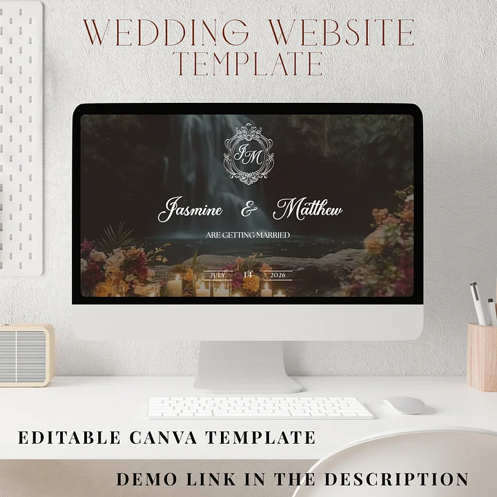 Wedding Website Template Canva | Vintage Wedding | Editable RSVP Site | Digital Invitation Website | Elegant Wedding Design product image (1)