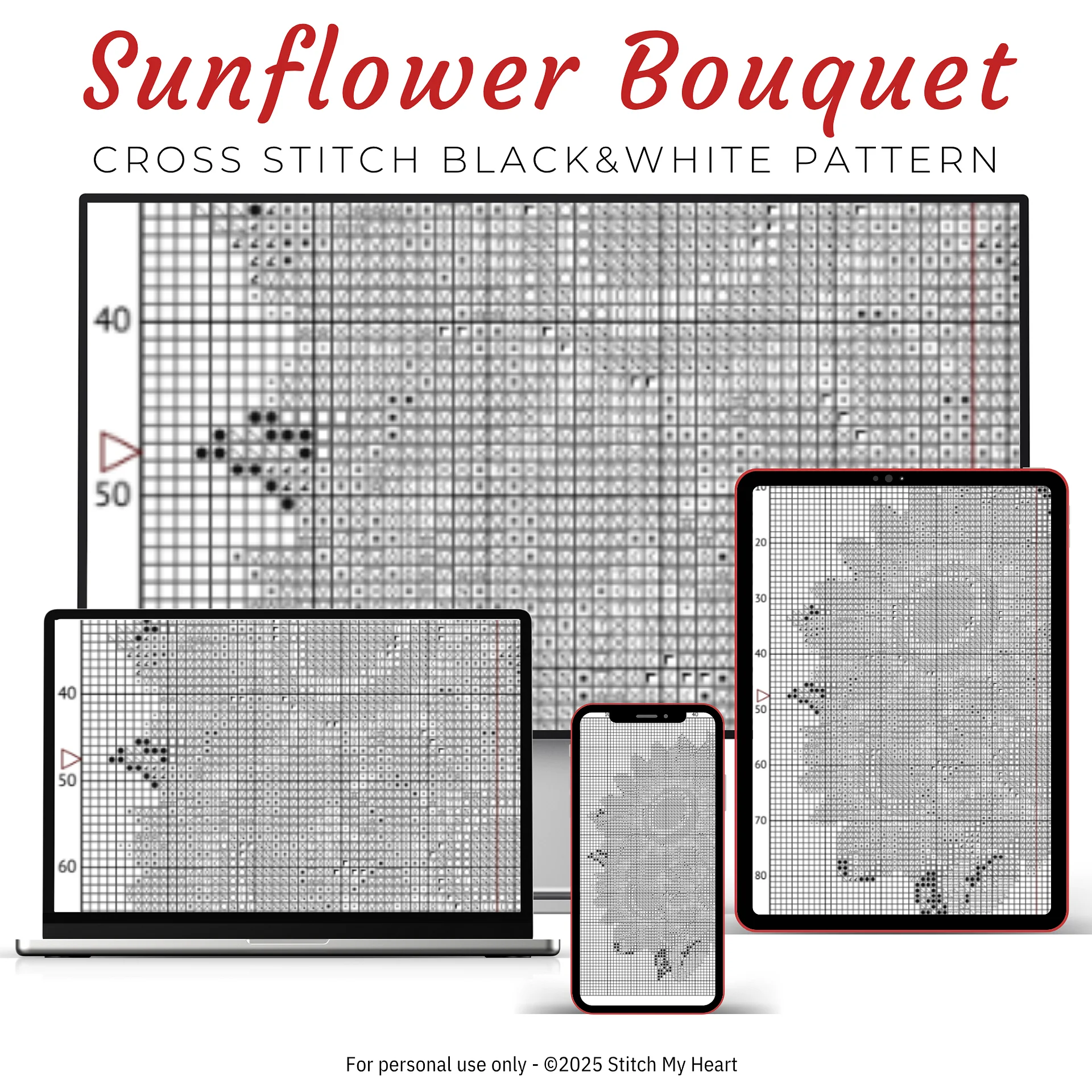 Sunflower Bouquet Cross Stitch Pattern product image (4)