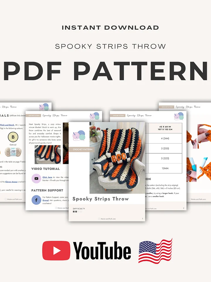 Spooky Strips Throw Crochet Pattern product image (2)