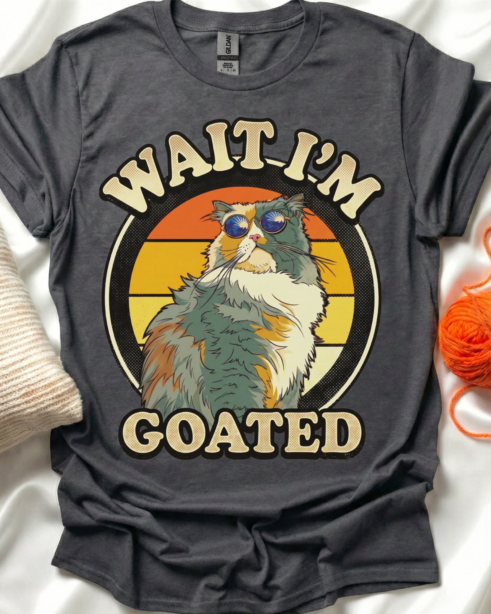Wait I'm Goated Cat Retro T-Shirt product image (2)