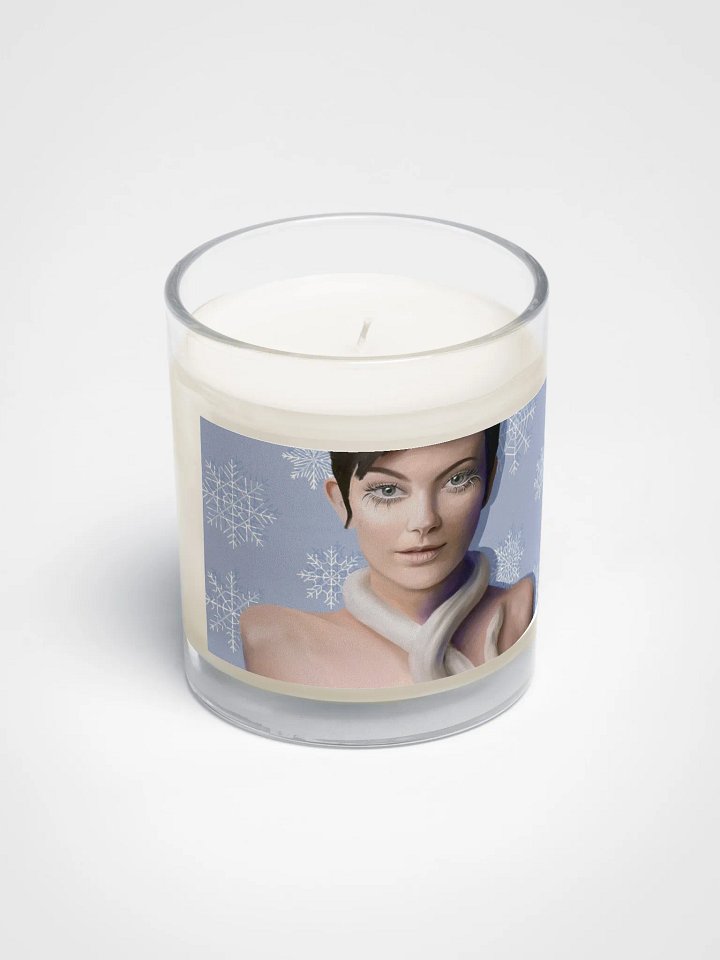 Winter Woman Candle – Snowflakes & White Snake Art Soy Wax Candle product image (2)