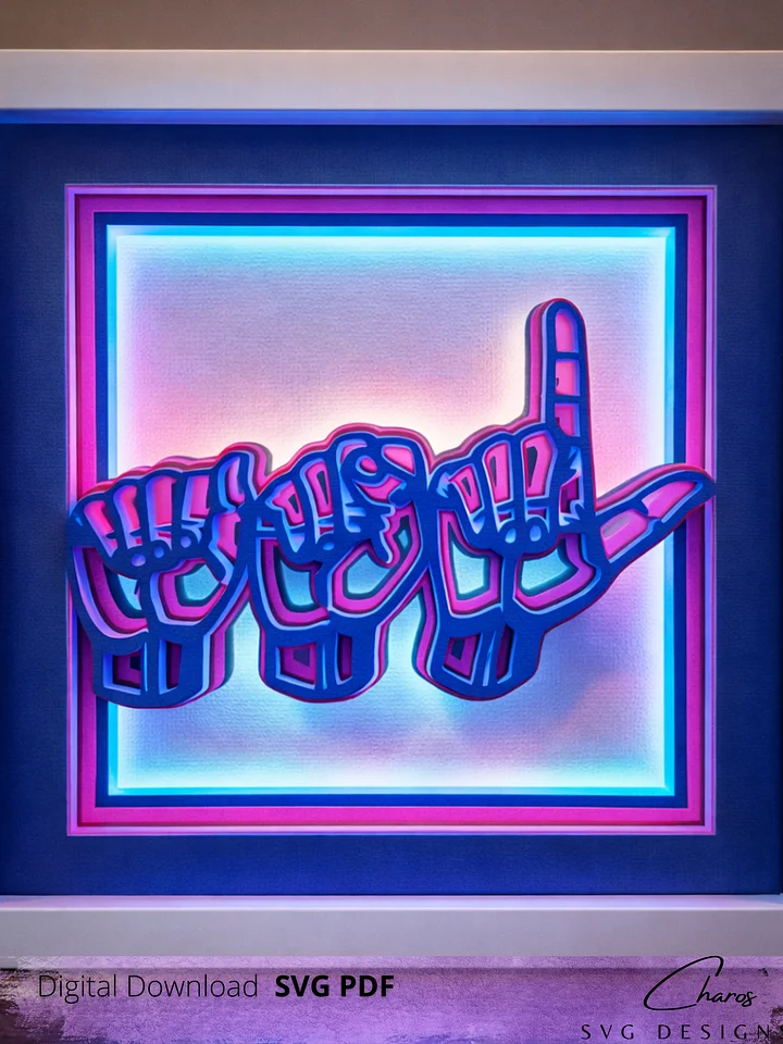 ASL (American Sign Language) 3D Shadow Box SVG Layered Shadow Box Design product image (1)