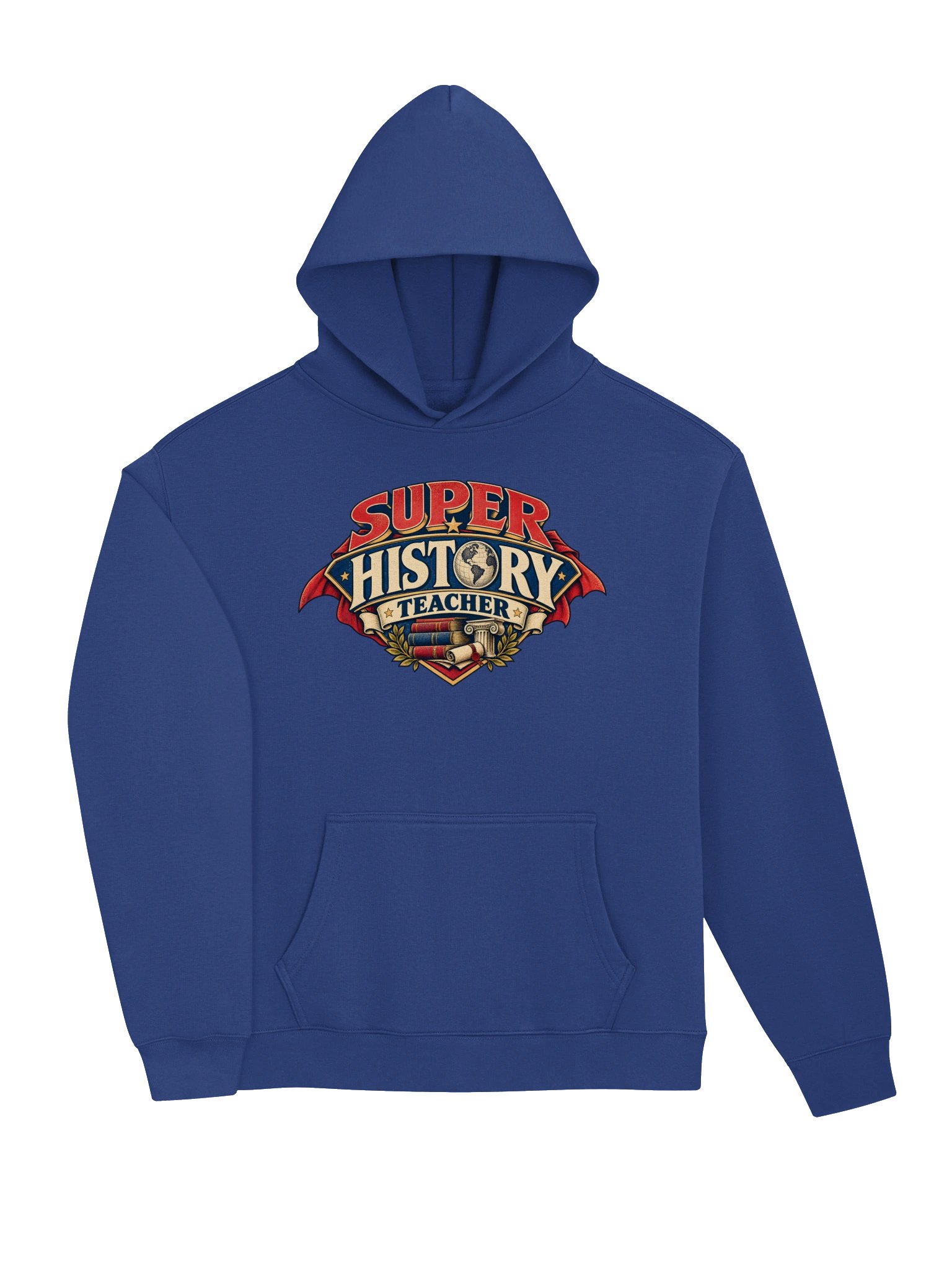 Super History Teacher Hoodie, Cobalt Heavyweight Fleece Pullover product image (5)