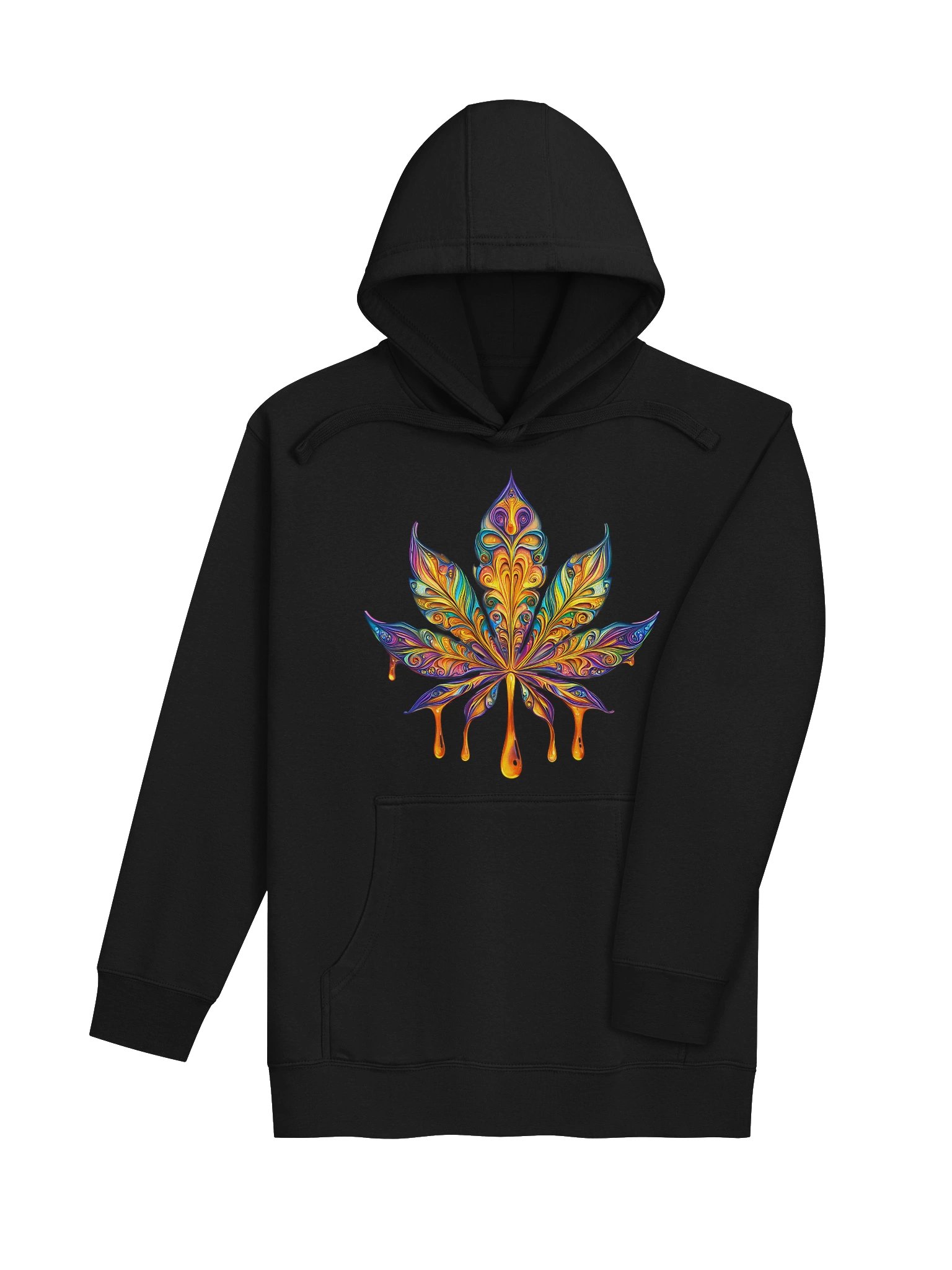 Psychedelic Drip Cannabis Leaf | Trippy Rainbow Graphic Unisex Hoodie product image (5)