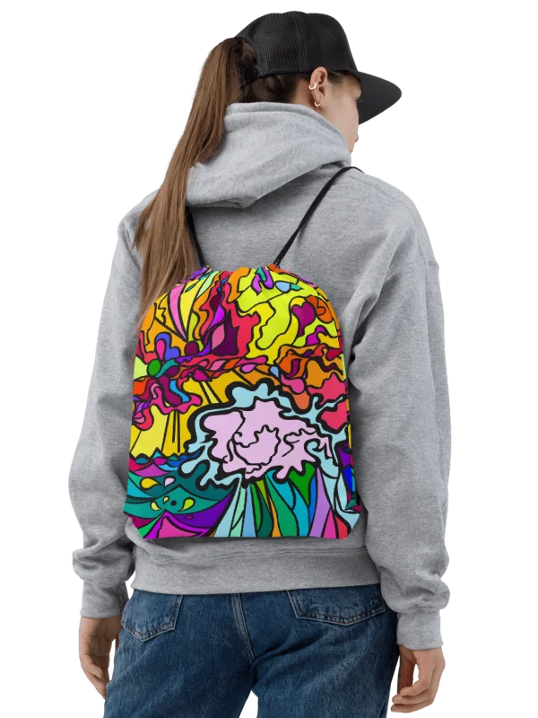 Vibrant Swirls All-Over Drawstring Bag – Wave at Sunset product image (2)