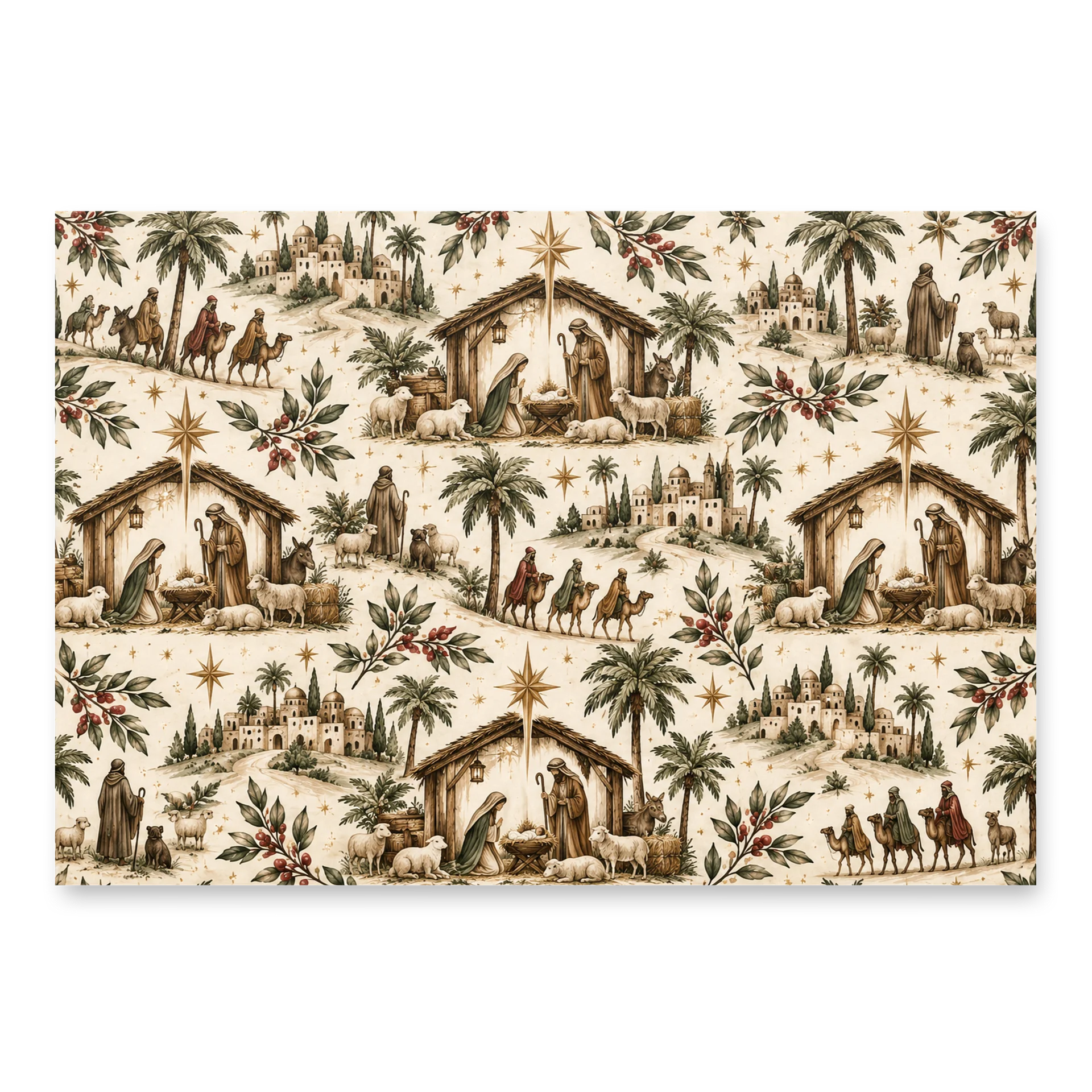Rustic Faith Christmas Wrapping Paper Collection | Christian Nativity, Cross & Scripture Gift Wrap product image (2)