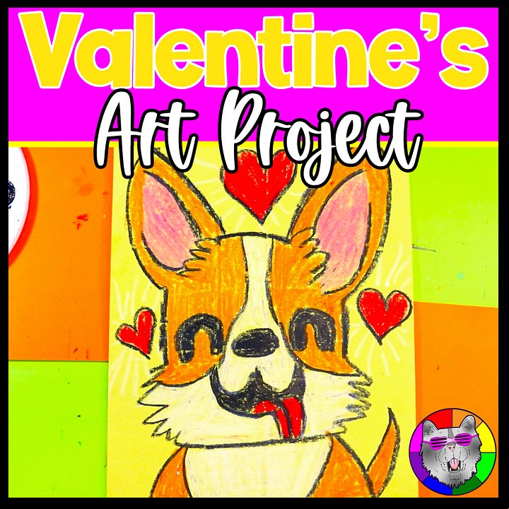 Valentines Day Corgi Art Project Valentine Art Lesson with Reading Writing product image (2)