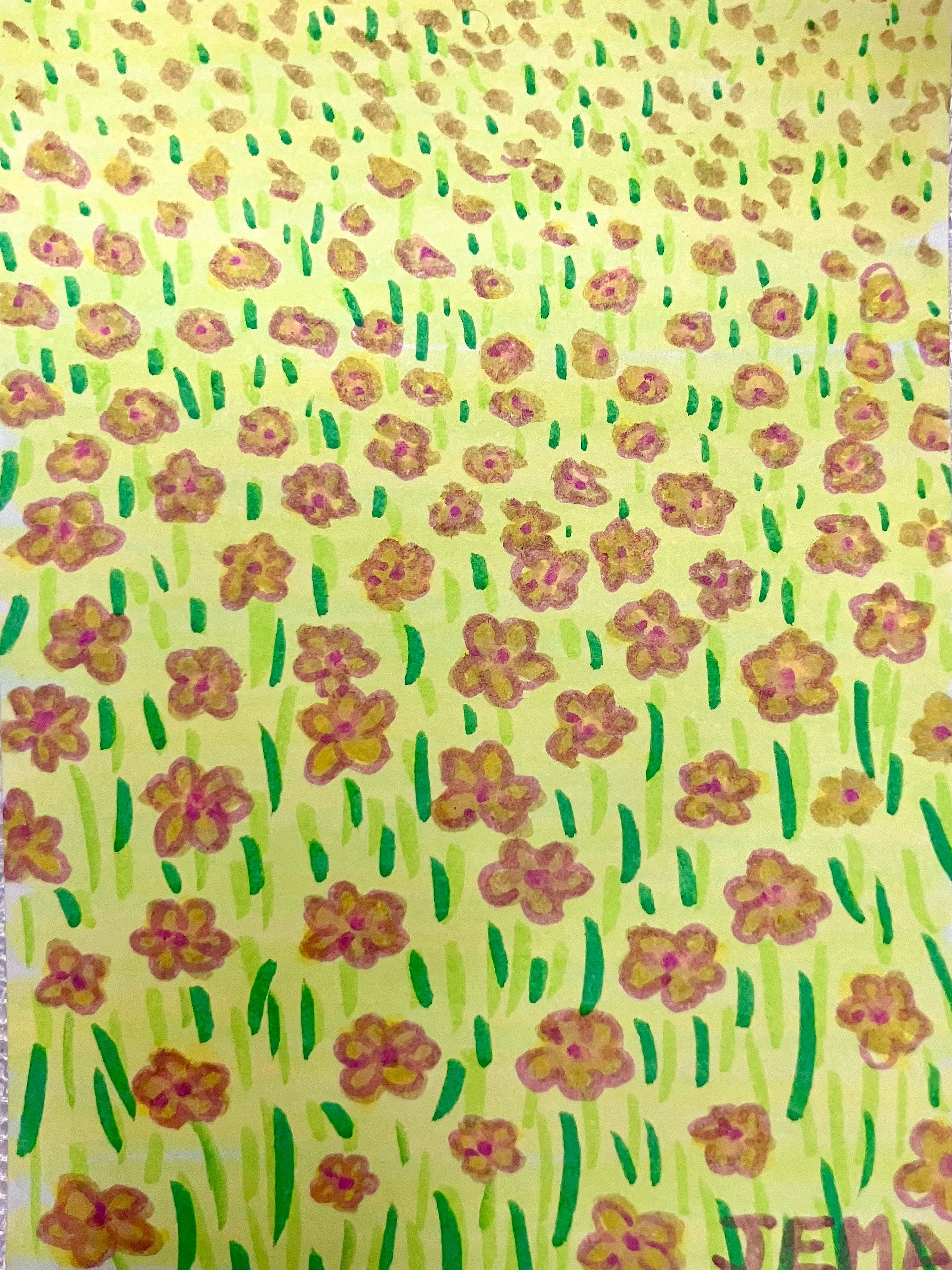 Field Of Flowers ACEO Original Marker Artwork product image (1)