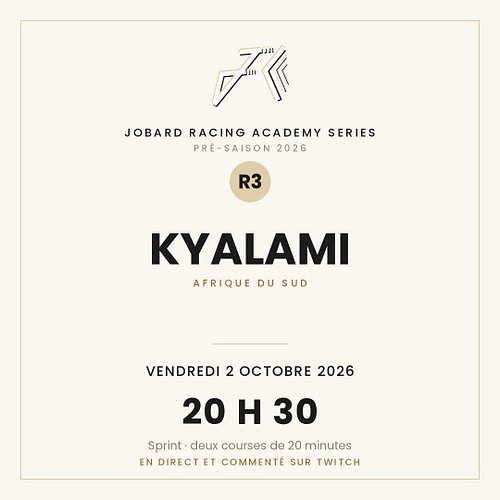Vendredi : R3, Kyalami. Direct dès 20h30.

Sprint, monotype Mazda MX-5 ND Cup, en direct et commenté du premier au dernier to...