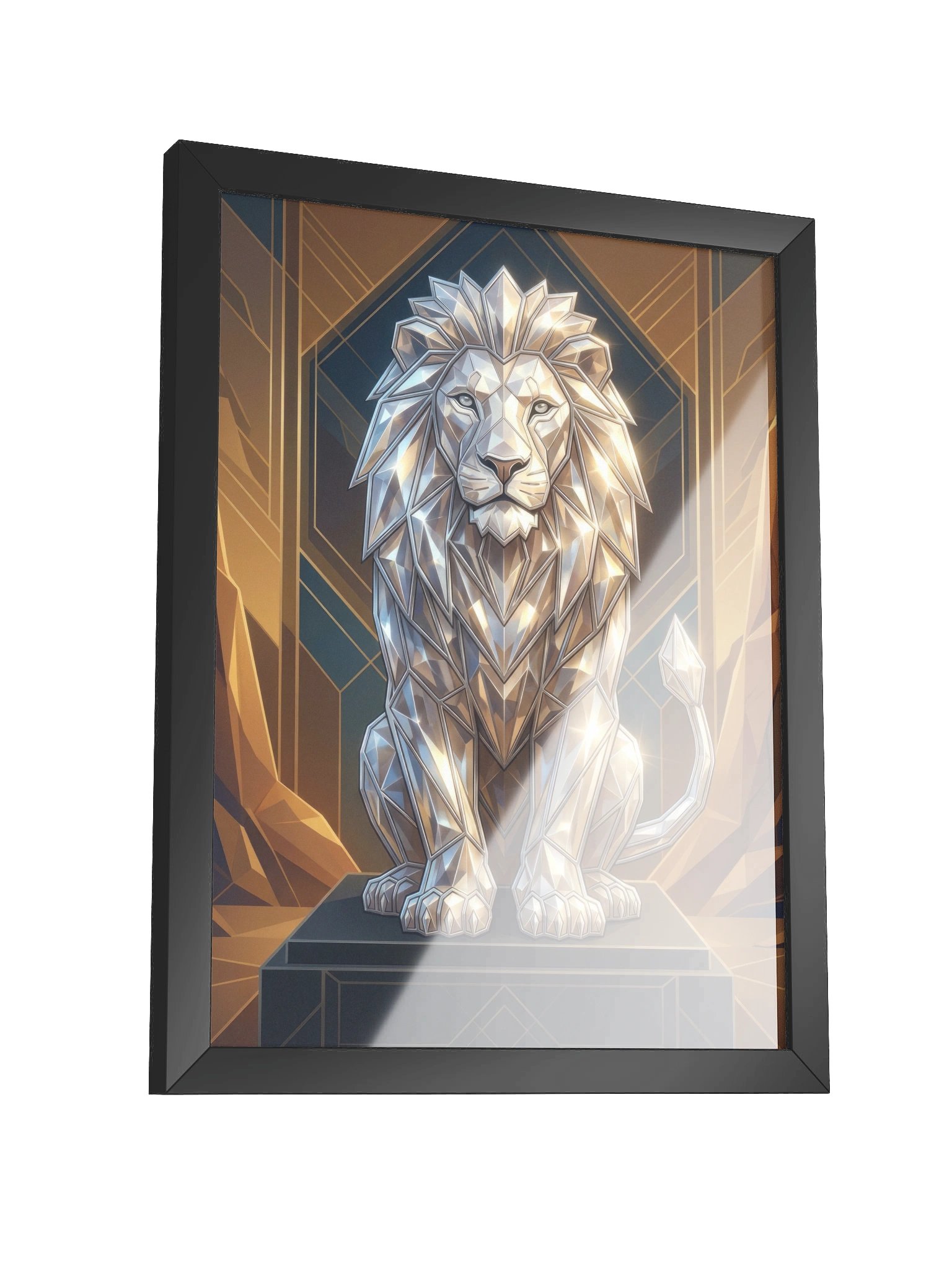Geometric Metallic Lion Framed Poster - Neo-Deco Wall Art product image (3)