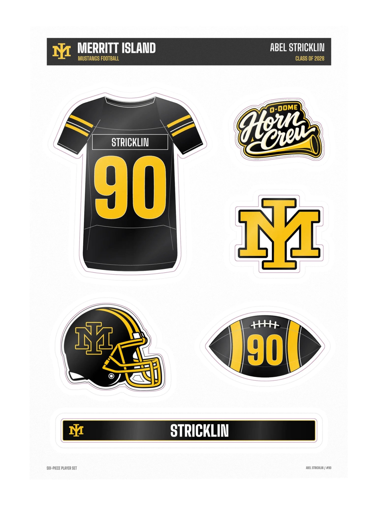 Abel Stricklin #90 — Mustangs Sticker Sheet product image (3)